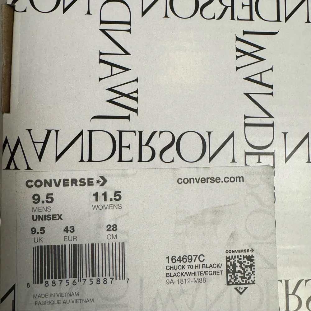 JW Anderson & Converse Glitter High-Top Sneakers - Black and Multicolor - Picture 8 of 8